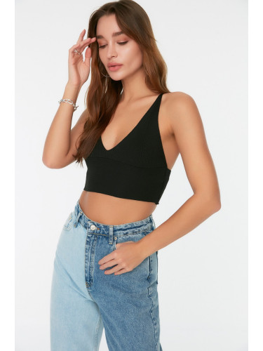 Trendyol Black Super Crop Back Detailed Knitted Thin Blouse