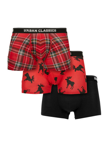 3-pack red checkered boxer shorts aop+elk aop+blk