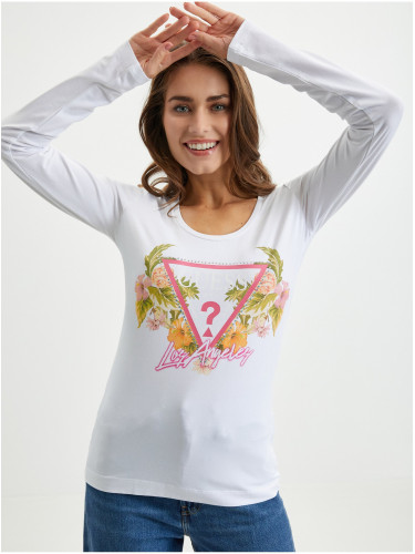 White Ladies Long Sleeve T-Shirt Guess - Women