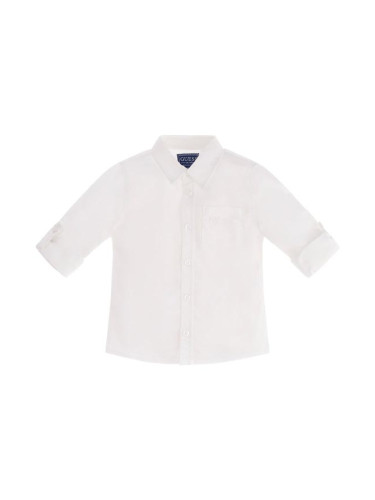 Детска официална риза с джобче в бял цвят Guess