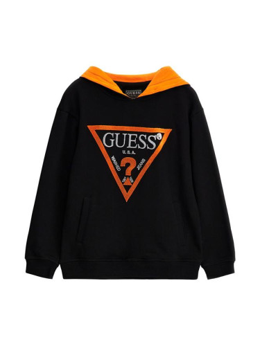 Детски суитшърт с качулка в черен цвят Guess