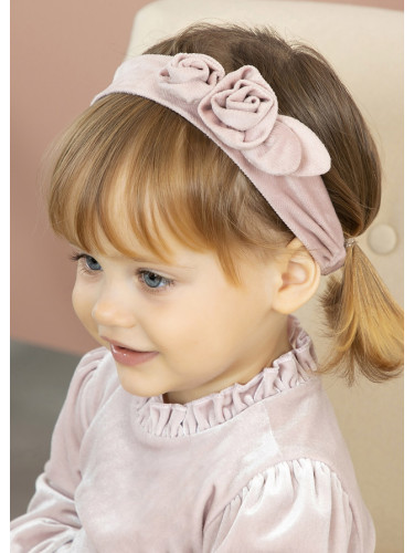 Бебешка розова кадифена лента за глава с цветя Abel & Lula