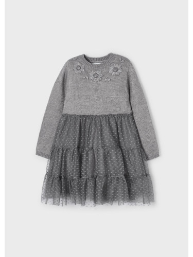 Детска рокля с тюл в сив цвят Mayoral