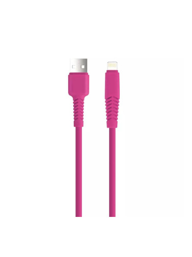 Кабел USB - Lightning, Setty Barbie Style 1.5м 2.1A за iPhone с подсилени конектори, Цикламен