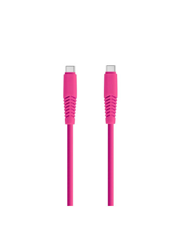 Кабел USB-C - USB-C, Setty Barbie Style 1.5м, 2.1A с подсилени конектори, Цикламен
