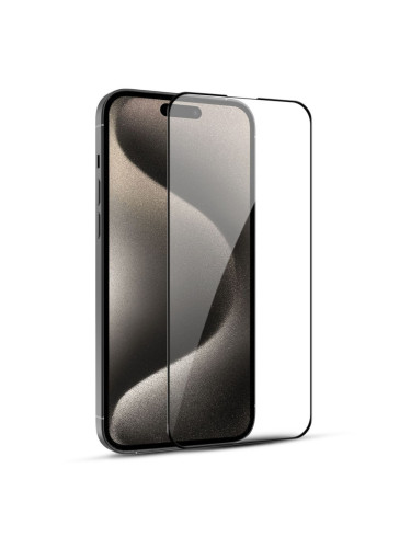 Стъклен протектор за дисплей MBX 5D Slim с цяло лепило, За iPhone 15 Pro (6.1), Черен