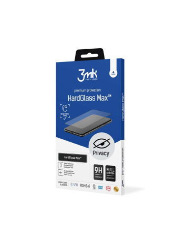 Стъклен протектор 3mk HardGlass Max Privacy™ с цяло лепило, За iPhone 15 (6.1), Черен