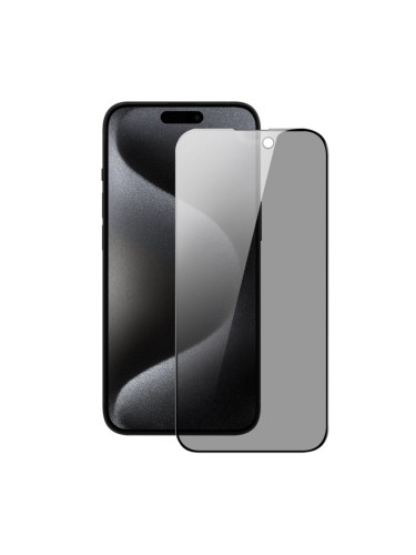 Стъклен протектор за дисплей MBX 5D Full Privacy с цяло лепило, За iPhone 15 Pro (6.1), Черен