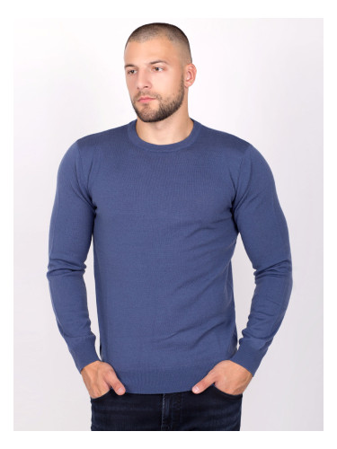 Мъжки пуловер с мерино в синьо