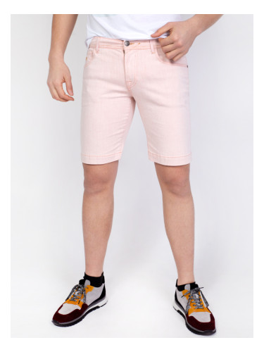 Къс мъжки дънков панталон в светло розов