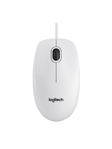 Мишка Logitech B100, оптична (1000 dpi), жична, USB, бялa