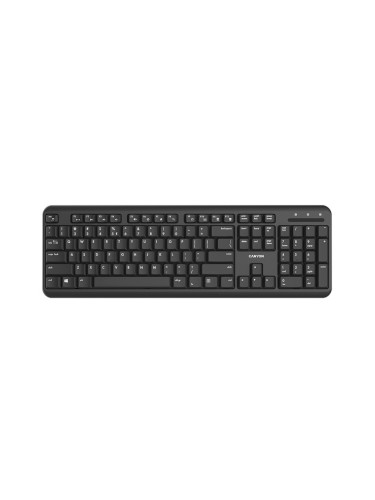 Клавиатура Canyon HKBW02-BG, безжична, 13 мултимедийни бутона, черна, USB