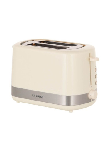 Тостер Bosch Long Slot Toaster Beige (TAT7407), подвижна тавичка за трохи, функция подгряване, автоматично изключване, 800W, бежов