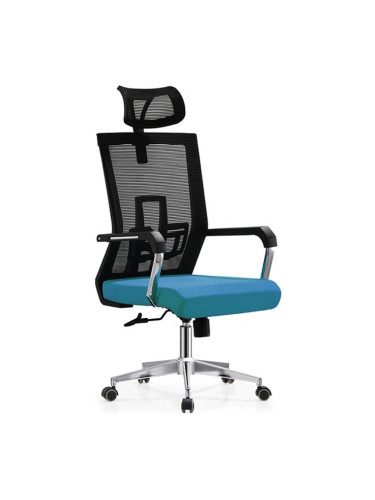 Директорски стол RFG Luccas HB, до 120кг. макс тегло, дамаска, лумбална упора, коригиране на височината, облегалка за глава, син