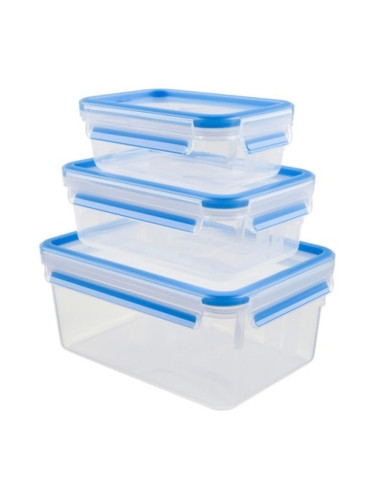 Комплект кутии за храна Tefal K3028912, 3 броя, 0.55/1.0/2.3 литра, прозрачни