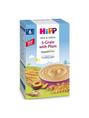 HIPP PREABIOTIK Млечна каша 5 Зърна със Сливи 6+ мес. 250 г