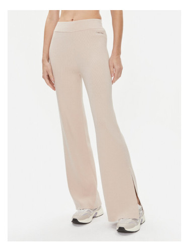 Calvin Klein Плетени панталони Essential K20K206023 Бежов Wide Leg