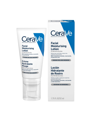 CeraVe Хидратиращ крем с ниацинамид и хиалуронова киселина за лице за суха кожа 52 ml