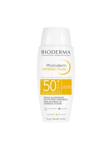 Bioderma Photoderm Слънцезащитен минерален флуид за алергична кожа SPF50+ 75 g