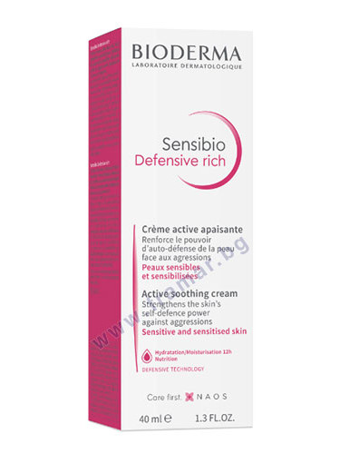 БИОДЕРМА СЕНСИБИО DEFENSIVE RICH АКТИВЕН УСПОКОЯВАЩ КРЕМ ЗА ЛИЦЕ ЗА ЧУВСТВИТЕЛНА КОЖА 40 мл