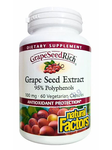 ГРОЗДОВО СЕМЕ капсули 100 мг (95% полифеноли) * 60 НАТУРАЛ ФАКТОРС