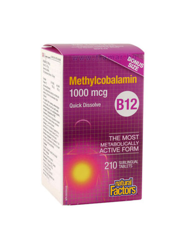 ВИТАМИН B12 сублингвални таблетки 1000 мкг * 180 + 30 НАТУРАЛ ФАКТОРС