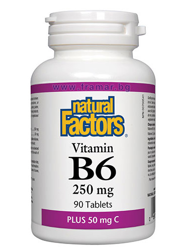 ВИТАМИН B6 250 мг + ВИТАМИН С 50 мг таблетки * 90 НАТУРАЛ ФАКТОРС