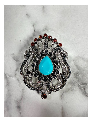 Brooch XZ459-109 silver + blue