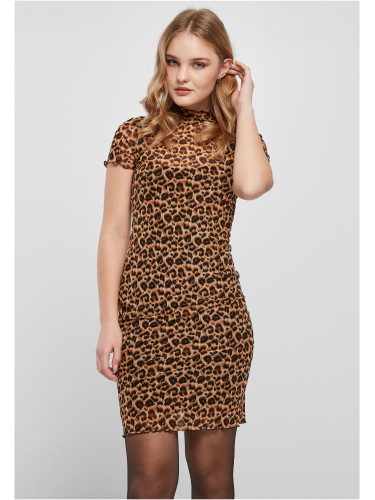 Women's dress with leopard mesh
