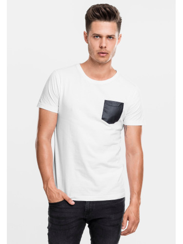 Pocket T-shirt made of synthetic leather wht/blk