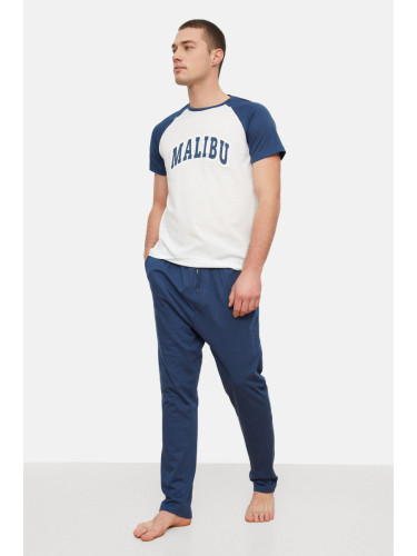 Trendyol Navy Blue Knitted Pajamas Set