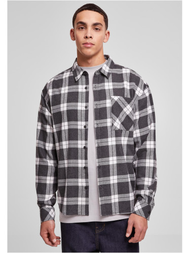 Boxy dark checked shirt grey/white