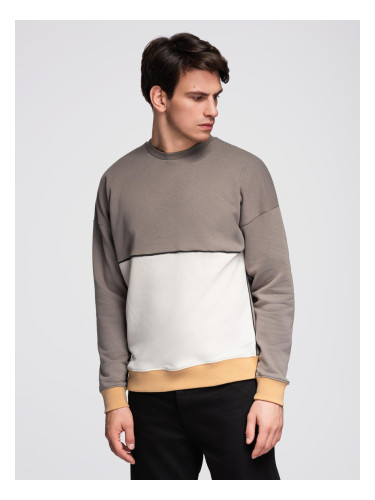 Ombre Men's OVERSIZE sweatshirt with contrasting color combination - khaki