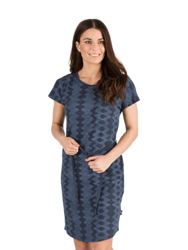 Navy blue women's patterned dress with ties SAM 73