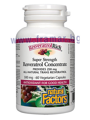 РЕСВЕРАТРОЛ РИЧ СУПЕР СИЛА КОНЦЕНТРАТ капсули * 60 НАТУРАЛ ФАКТОРС