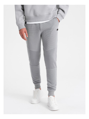 Ombre Men's sweatpants with ottoman fabric inserts - gray
