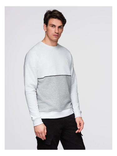 Ombre Men's OVERSIZE sweatshirt with contrasting color combination - white and gray