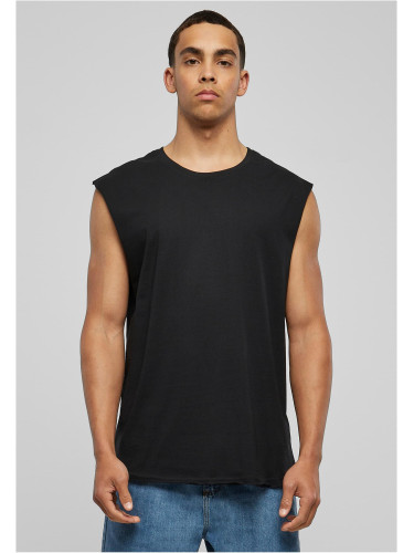 Black Sleeveless T-shirt with Open Edge