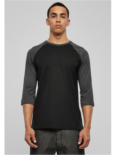Contrasting 3/4 sleeve raglan t-shirt blk/cha