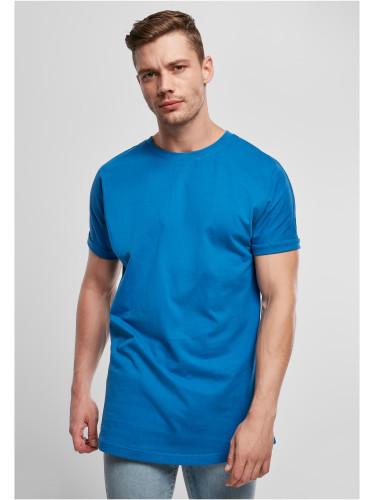 Long Shaped Turnup Sports Blue T-Shirt
