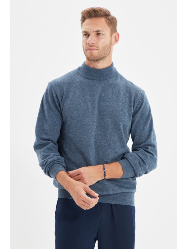 Trendyol Indigo Slim Fit Half Turtleneck Basic Knitwear Sweater