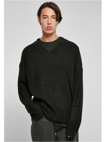 Black V-neck sweater