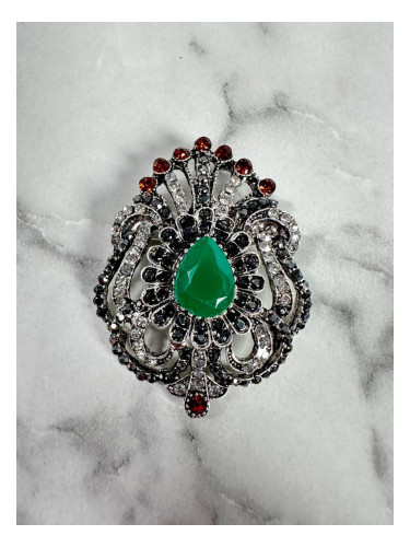 Brooch XZ459-109 silver + green