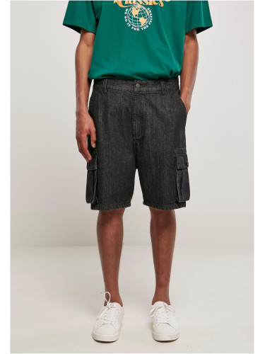 Organic Denim Cargo Shorts Black Washed