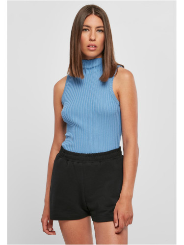 Women's ribbed sleeveless knit horizontally blue