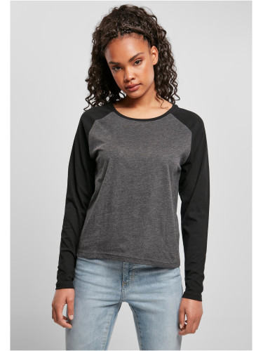 Women's contrasting raglan long sleeve charcoal/black