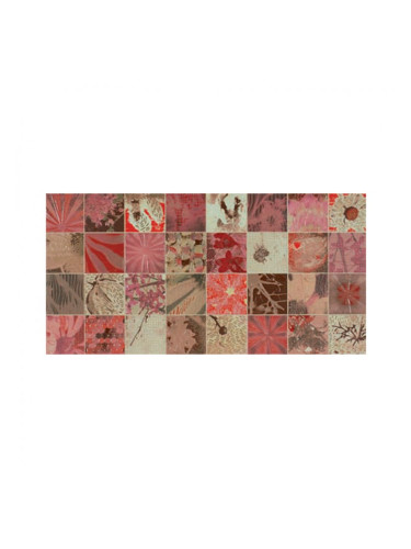 Decorado Square Rojo - 25х50 червени декорни плочки с цветни елементи