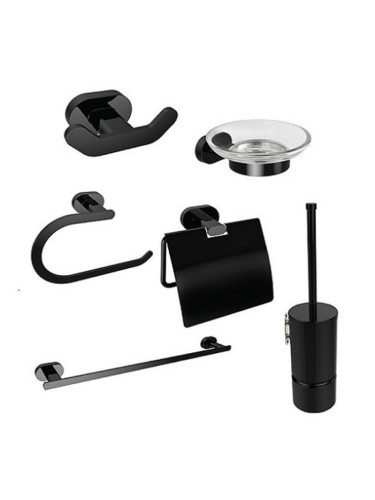 ПРОМО комплект черни аксесоари за баня NEW OVAL MB
