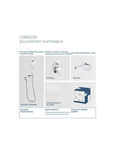 ДУШ КОМПЛЕКТ ЗА ВГРАЖДАНЕ CERAFLEX BC447AA