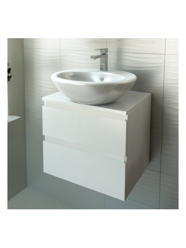 TULIP - ВОДОУСТОЙЧИВ шкаф за баня 50 см 2 чекмеджета с порцеланова мивка F502CTUL